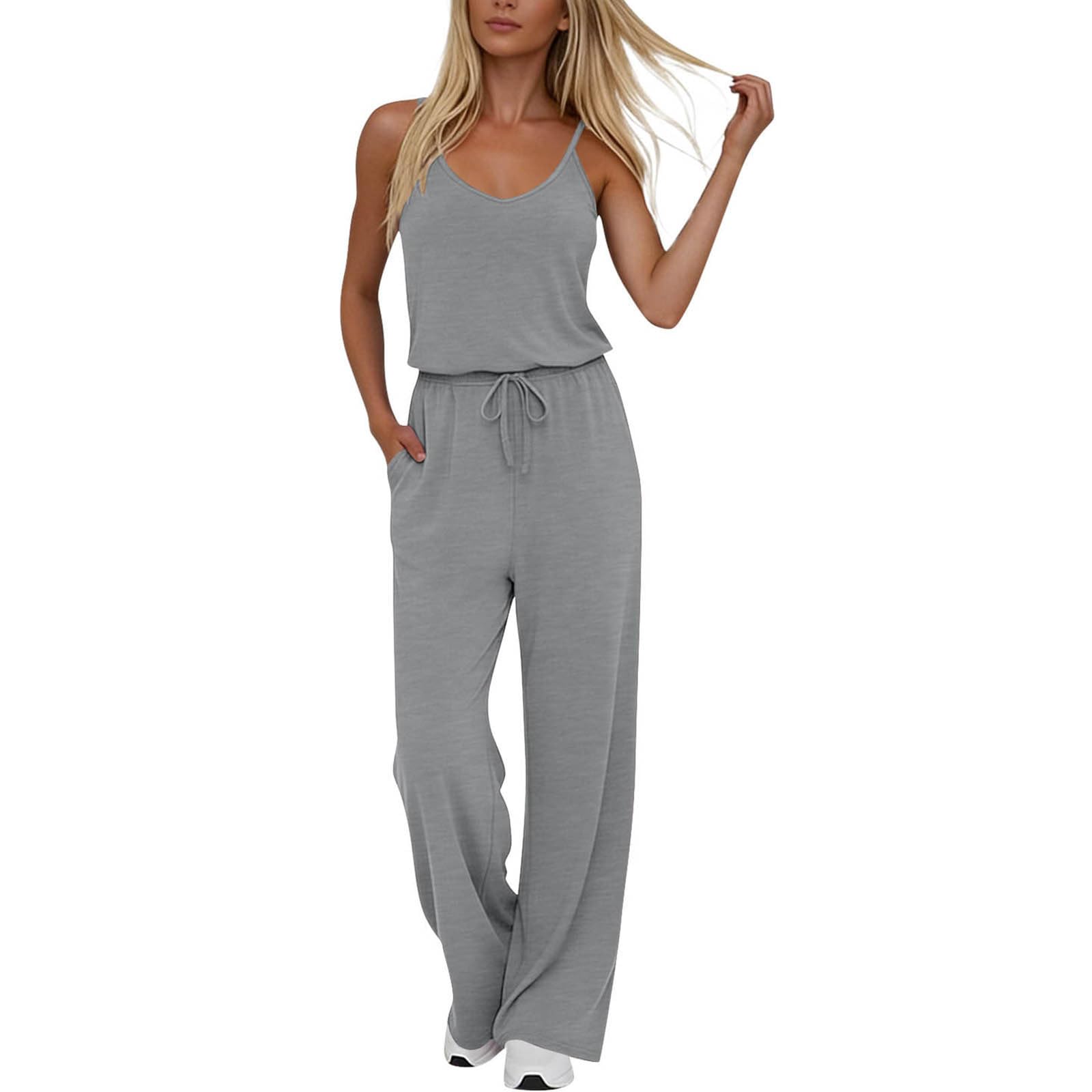 

Thin Sleeveless Camisole Pants Loose Fashion Cotton Linen Set XL