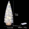 Christmas Tree Mini White Pi-ne Tree With Wood Base DIY Crafts Home Table Decor LED