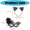 Elegant Lace Half Face Mask with Detachable Cats Ear Headband Hair Decors for Halloween Cosplay Costume Parties