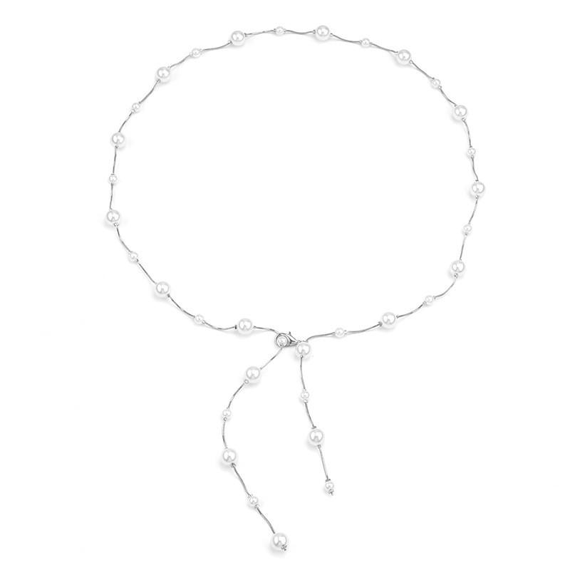 

Pearl Body Chain For Women With Gold Metal Link Fashion Jewelry For Summer Party Wear білий