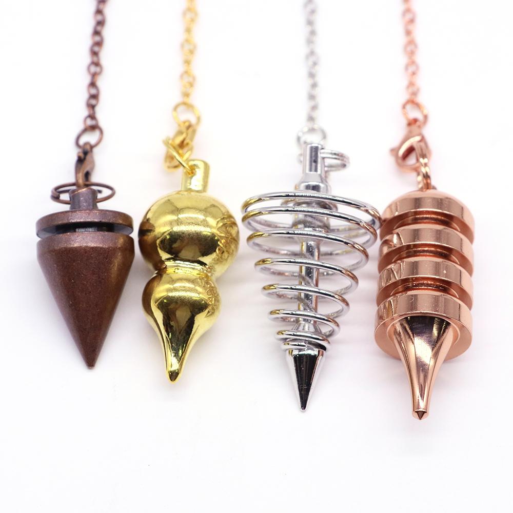 Metal Pendulum For Dowsing Divination Pendulos Spiral Cone Gold Color Copper Radiesthesia Pendulums Healing Pendule