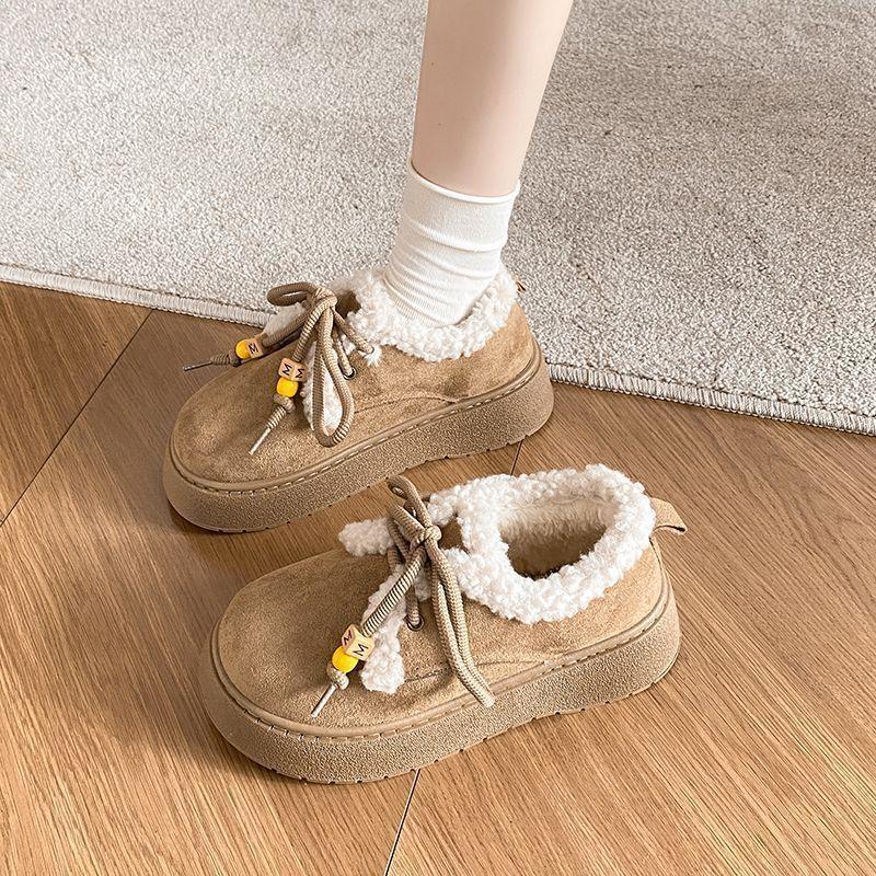 Thick-soled Non-slip Cotton Shoes for Women, New Fashionable and Versatile In Autumn and Winter 2025, Thick-soled Wear-resistant and Velvet Warm Cot