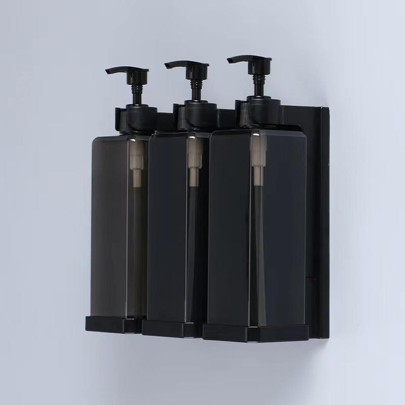 Punch-Free Wall Soap Dispenser: Hotel Bathroom Shampoo & Shower Gel Lockable Rack with Manual Press