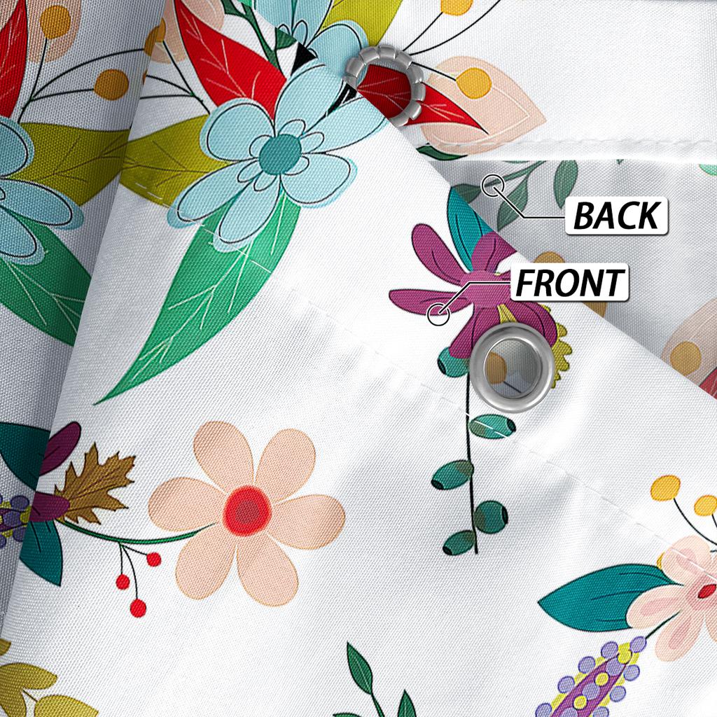 1 Piece of 180x180cm Green Leaf Pink Flower Digital Printing Shower Curtain Partition, Bathroom Waterproof and Mold Resistant