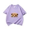 Kids Cotton T Shirt Cute Peeking Bear Cub Print Crew Neck Short Sleeve Tee Casual Breathable Boys Girls Summer Tops