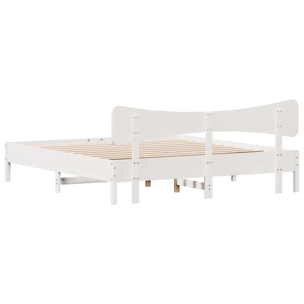 Solid Wood Bed without Mattress White 160x200 cm Pine Wood
