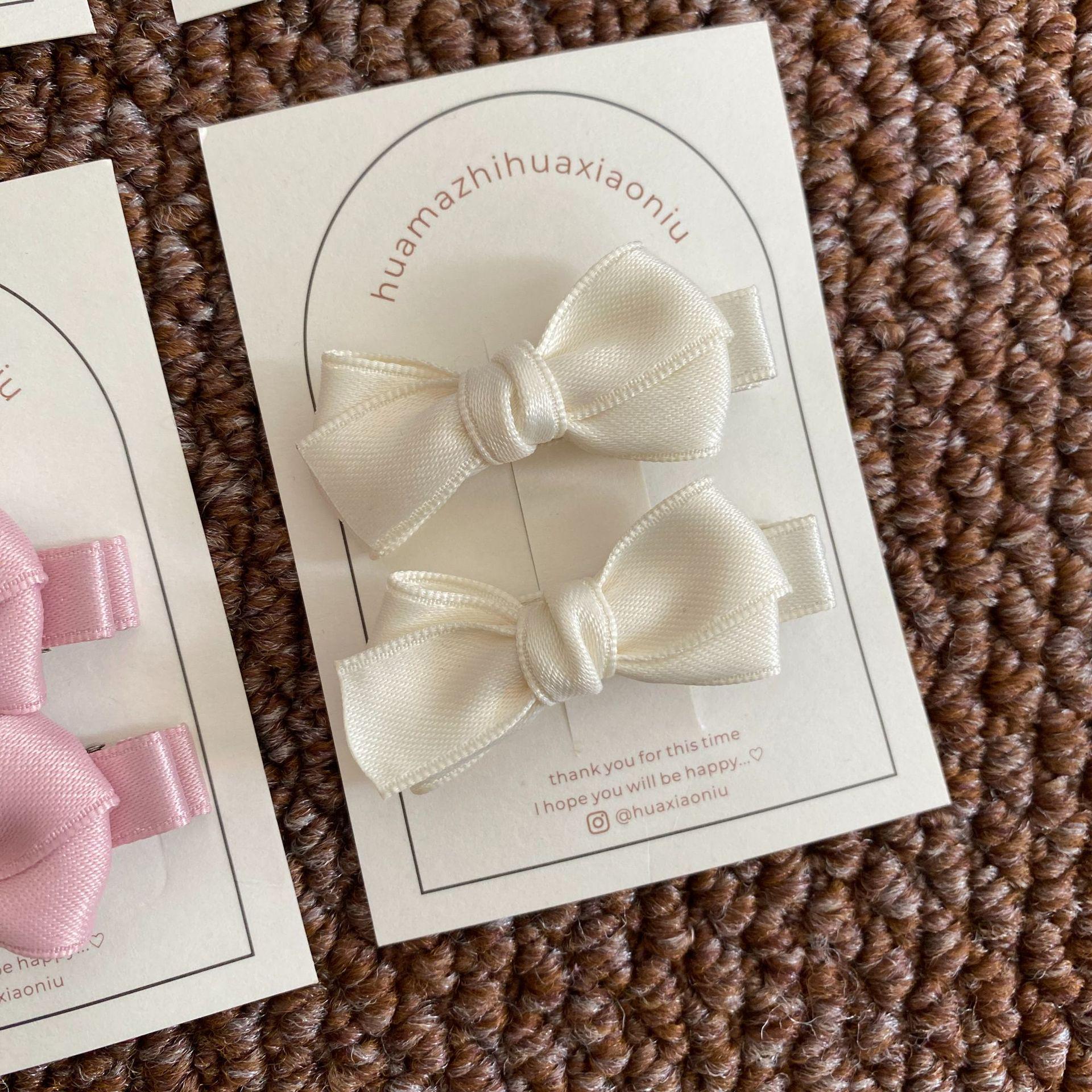 Children s Black & White Anti-Rust Bow Hair Clips - Sweet Ribbon Bangs & Side Clips