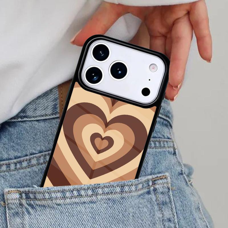 Latte Love Braunes Herz Ästhetische Handyhülle für iPhone 17ProMax 12 13 14 15 16e 17 Pro Max Plus Air Cover