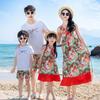 Sanya Floral Red Family Beach Dress - Elegant Spaghetti Strap Outfit for Seaside Vacations
