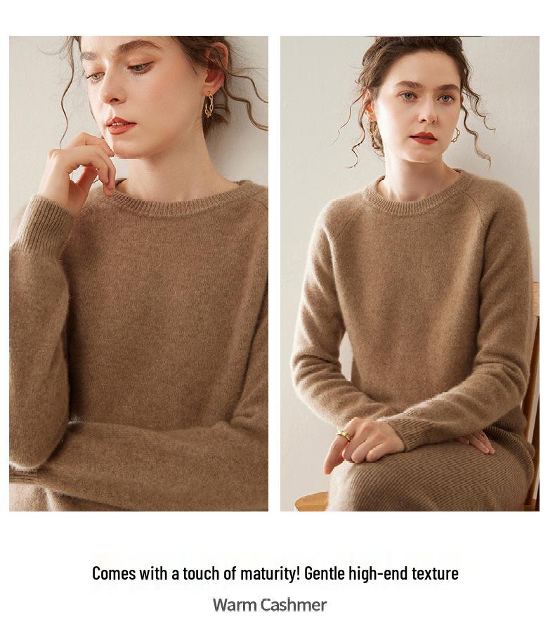 Women's Soft Cashmere Knit Long Sleeve Raglan Sweater - Warm, Loose, Comfortable, Versatile Layering Top
