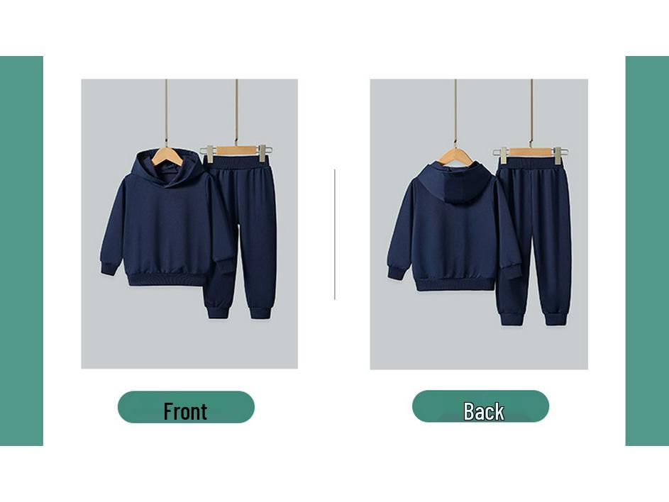 Children's Solid Color Hooded Sweatshirt Set - European and American Style for Autumn/Winter