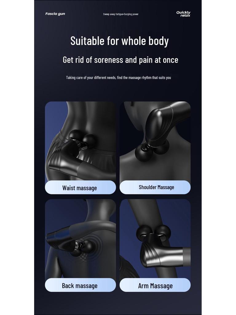 Dual-Head Long Handle Electric Fascia Gun: Professional Handheld Massager for Full Body Muscle Relaxation