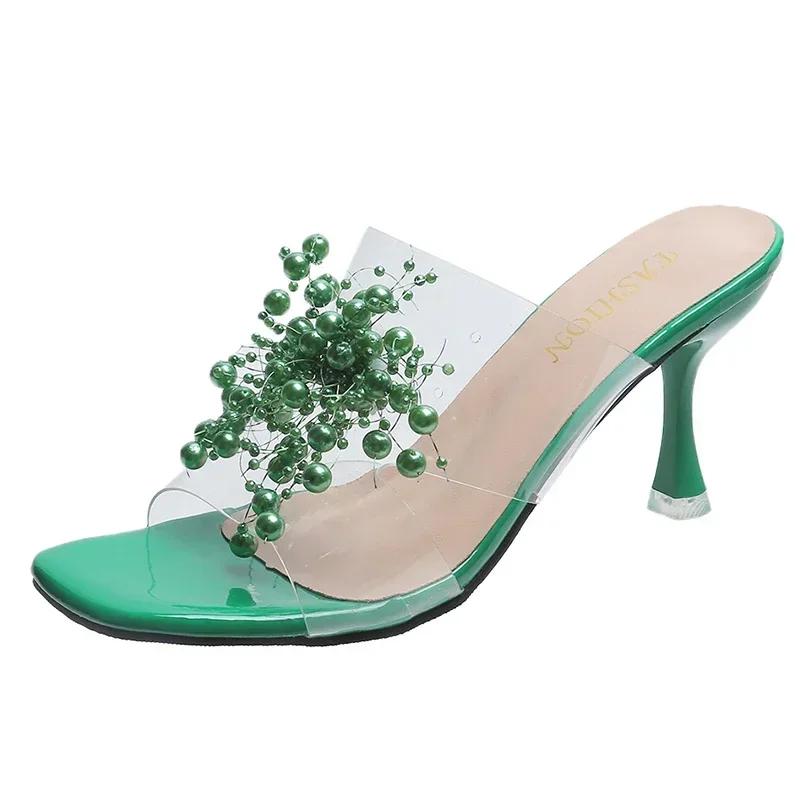 Fashion Women's Wedge Sandals Stiletto Summer New Sexy Crystal Transparent High Heels Glass Rhinestone Outdoor Leisure Comfortable 2024