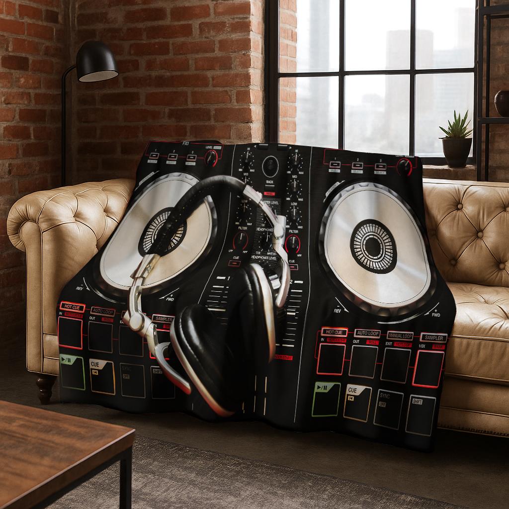 DJ Screen Record Flannel Blanket,Warm and Cozy Soft Throw Blanket for Home Bedroom Bed Sofa Office Travel Picnic Cover Kid Gift