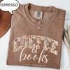 Comfort Colors® Floral Coffee & Books T-Shirt, Librarian Gift, Reader Gift