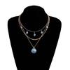Collarbone Skimming Ceramic Shell Necklace Vintage Drip Glaze Detailing Multi Layering Chain Design
