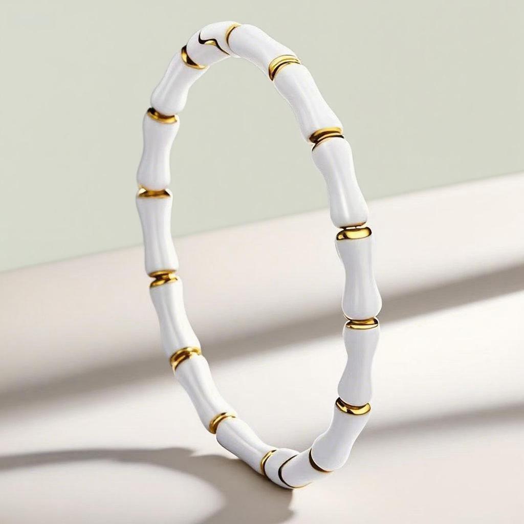 Women's Titanium Steel Bamboo Joint Bracelet, Japanese Korean Style, Simple and Versatile Stainless Steel Wristband Jewelry.