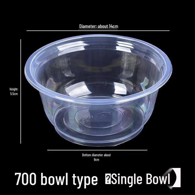 Transparent Thickened Disposable Plastic Bowl - Round, No Lid, Heat-Resistant for Home and Commercial Use