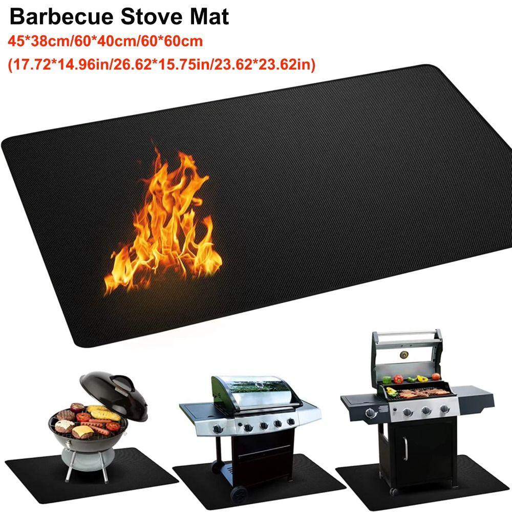 Oilproof Barbecue Grills Mat High Temperature Resistant Black Fireplaces Protective Mat Fire Retardant Protection Pad