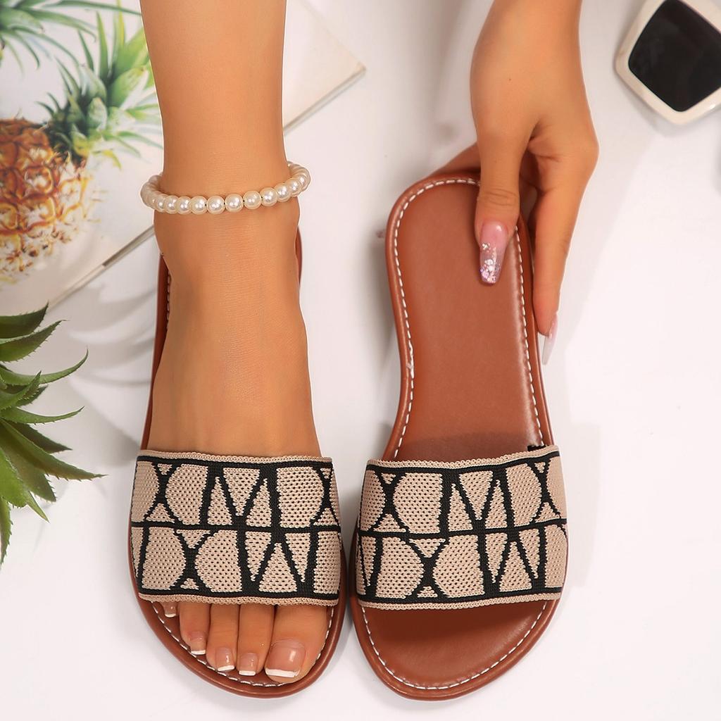 Damen Sandalen Sommer Luxus Mode Flache Sandalen Braun Designer Offene Zehen Rutschfest Outdoor Strand Hausschuhe Slides Damen