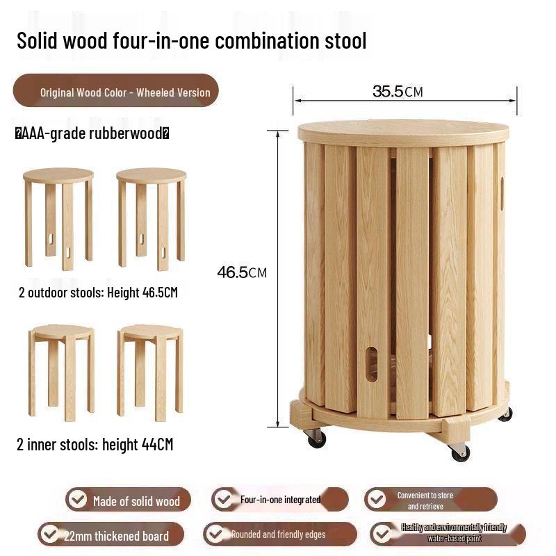 Solid Wood Stackable Stool for Home, Dining, or Coffee Table Use