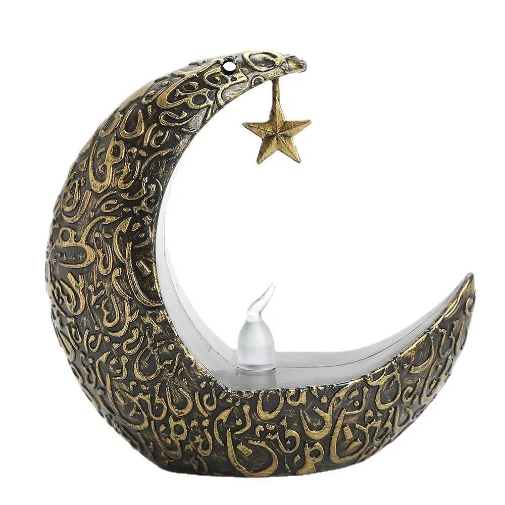 New LED Retro Middle Eastern Wind Light Decorative Atmosphere Electronic Candle Light Star Moon Candlestick Wholesale