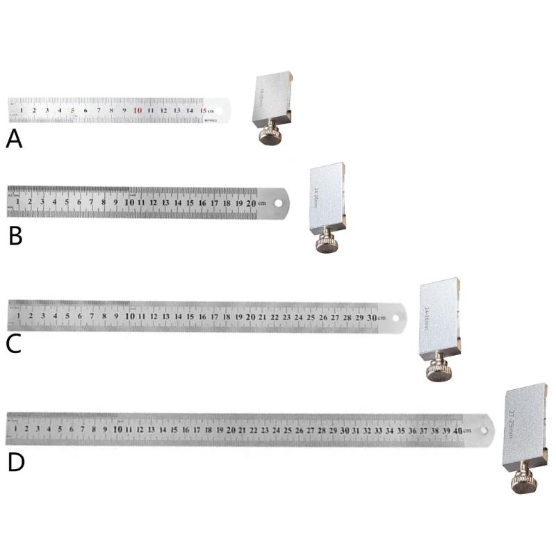 Aluminum Carpentry Square 15/20/30/40cm Carpenter Scribing Ruler with Slide Stop Measuring Marking Gauge Pocket Ruler