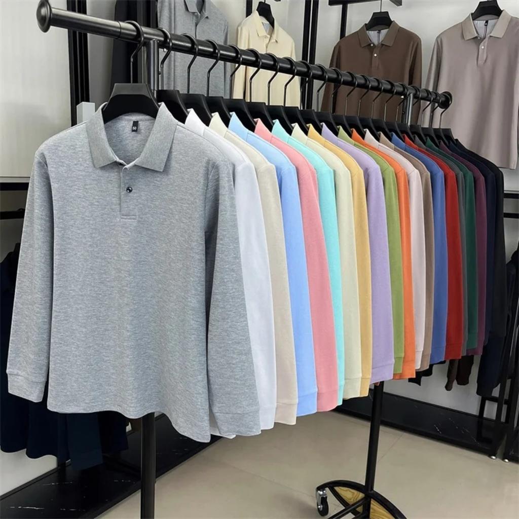 STORN 100% Pure Cotton High-quality Men's Long Sleeve Polo Shirt Autumn Fashion Simple Original Design Luxurious Golf T-shirt