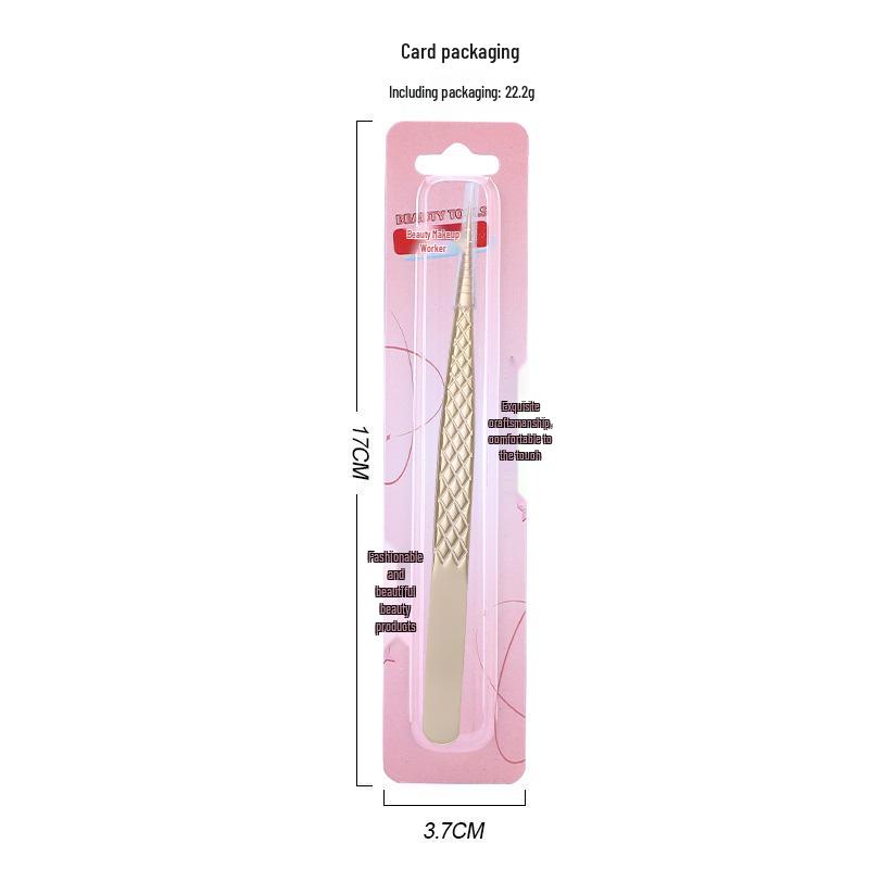 Golden Feather Stainless Steel Lash Tweezers with Net Grip for Precision Eyelash Application