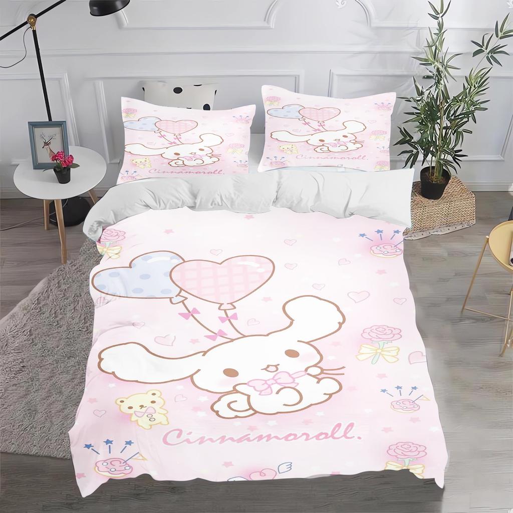 Cinnamoroll Duvet Cover Set Comforter Bedding 3d Children'S Bedding Set 3-Piece 1 Quilt Cover King Size