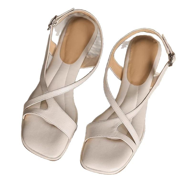 Soft leather version~ French thin heels are not tired, high heels 2025 summer new soft-soled women's sandals