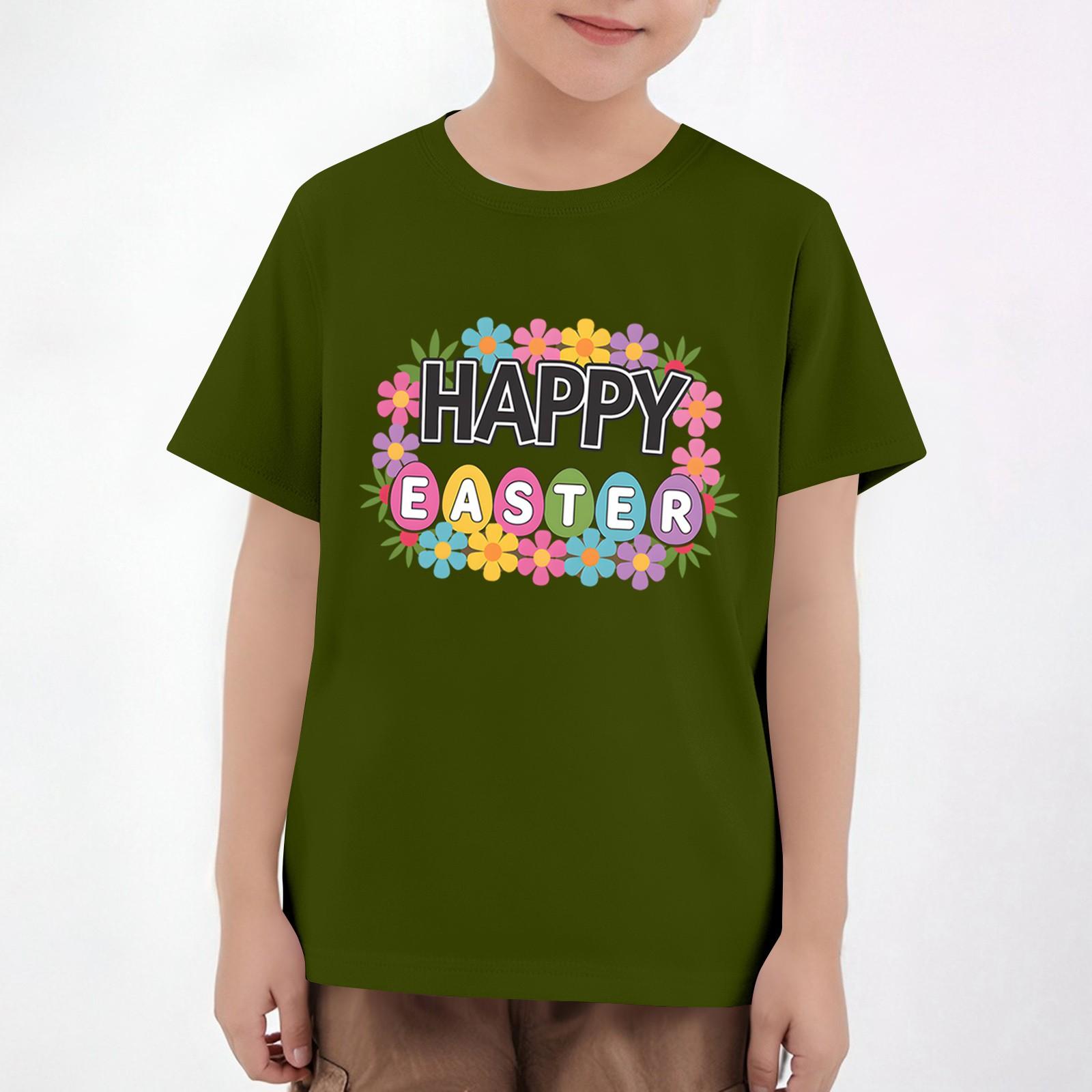 

Детский пасхальный топ с коротким рукавом и принтом 120 зелёный