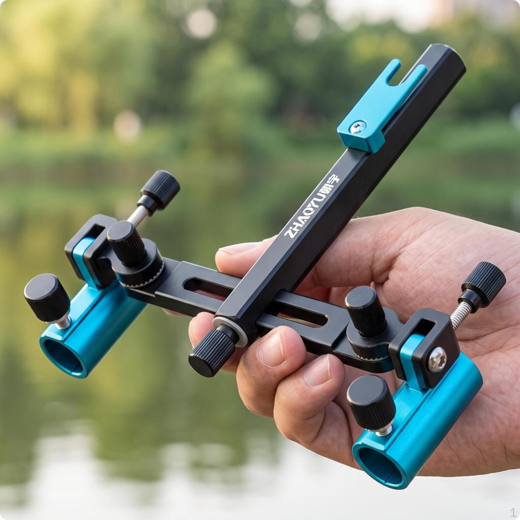 360-Degree Rotating Pole Holder Stainless Steel Two-Rod Fishing Rod