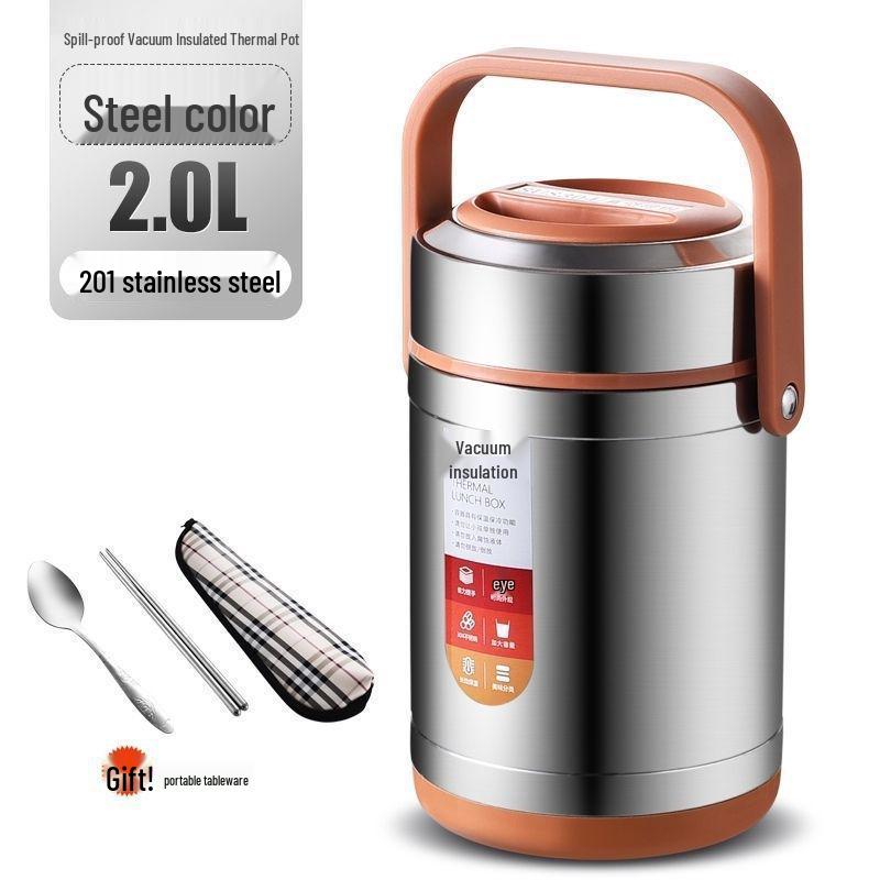 304 Stainless Steel Triple-Layer Insulated Lunch Box for Students & Office Workers