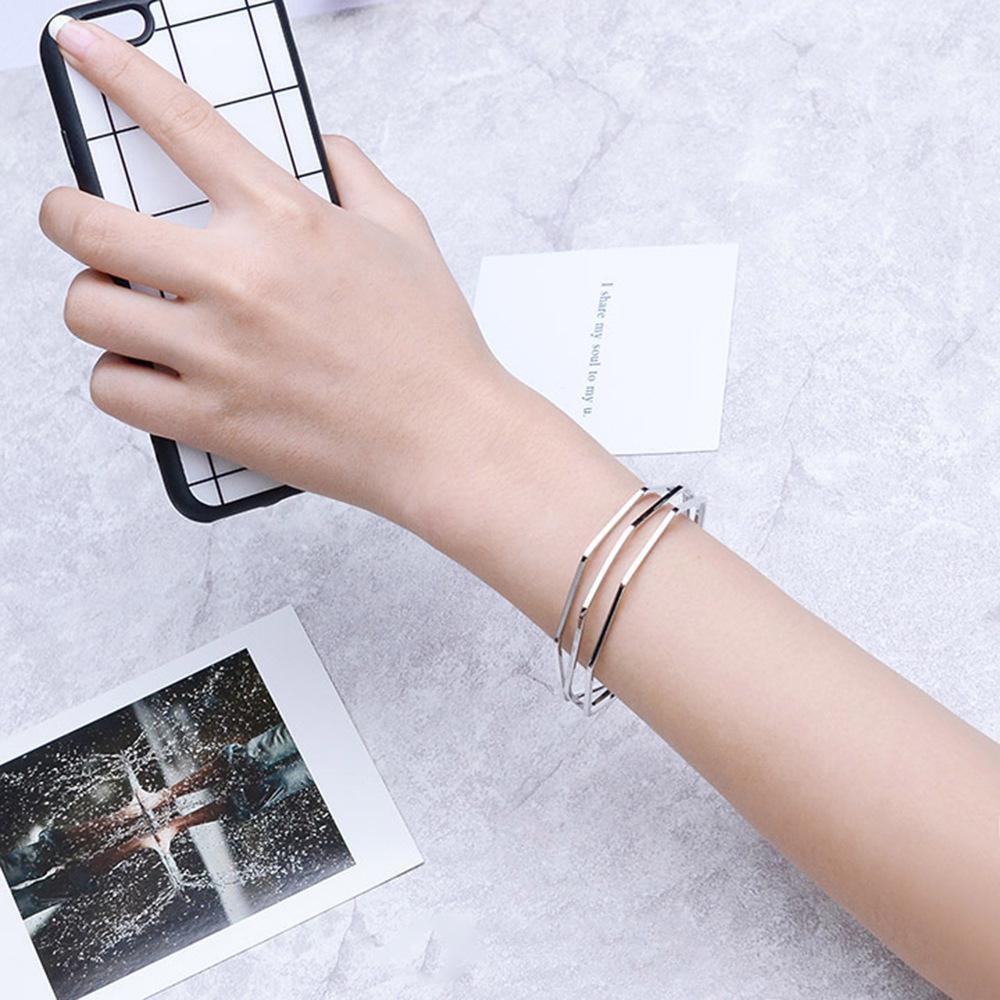 Pure Brass Geometric Angled Bracelet - Five-Layer Stereo Design