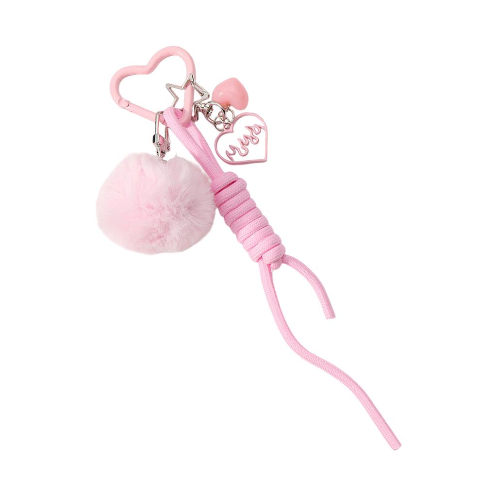 Plush Pompoms Keychain Heart Keying Pendant Car Key Chain Hanging Ornaments Rope Keyholders Bag Charm Decorations