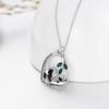 AOBOCO Funny Panda Daughter & Mother Necklace, Sterling Silver Heart Pendant with Austrian Crystal Decoration, Birthday Jewelry Gift for Daughter,