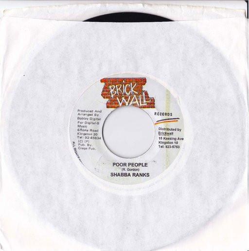 

7inch Record SHABBA RANKS Poor People NONE Brickwall Recor Jamaica Reggae Ska Dub Used