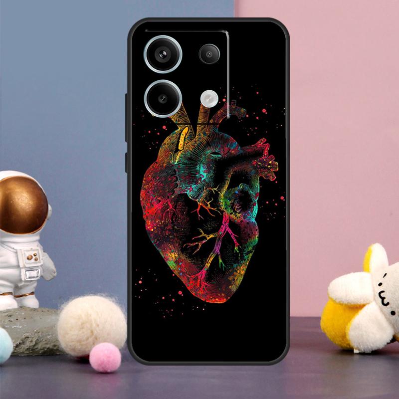 Human Heart Brain Lungs Case For Xiaomi Redmi Note 13 Pro 12 11 9 10 9S 10S 11S 12S Redmi 12 13 10C 12C 13C Cover