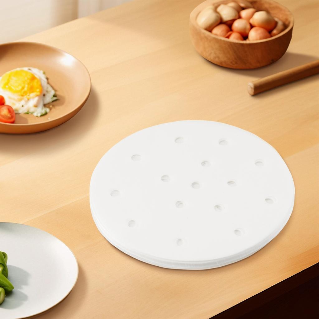 100x Round Non-Stick Disposable Steamer Paper For Air Fryer Steaming Basket