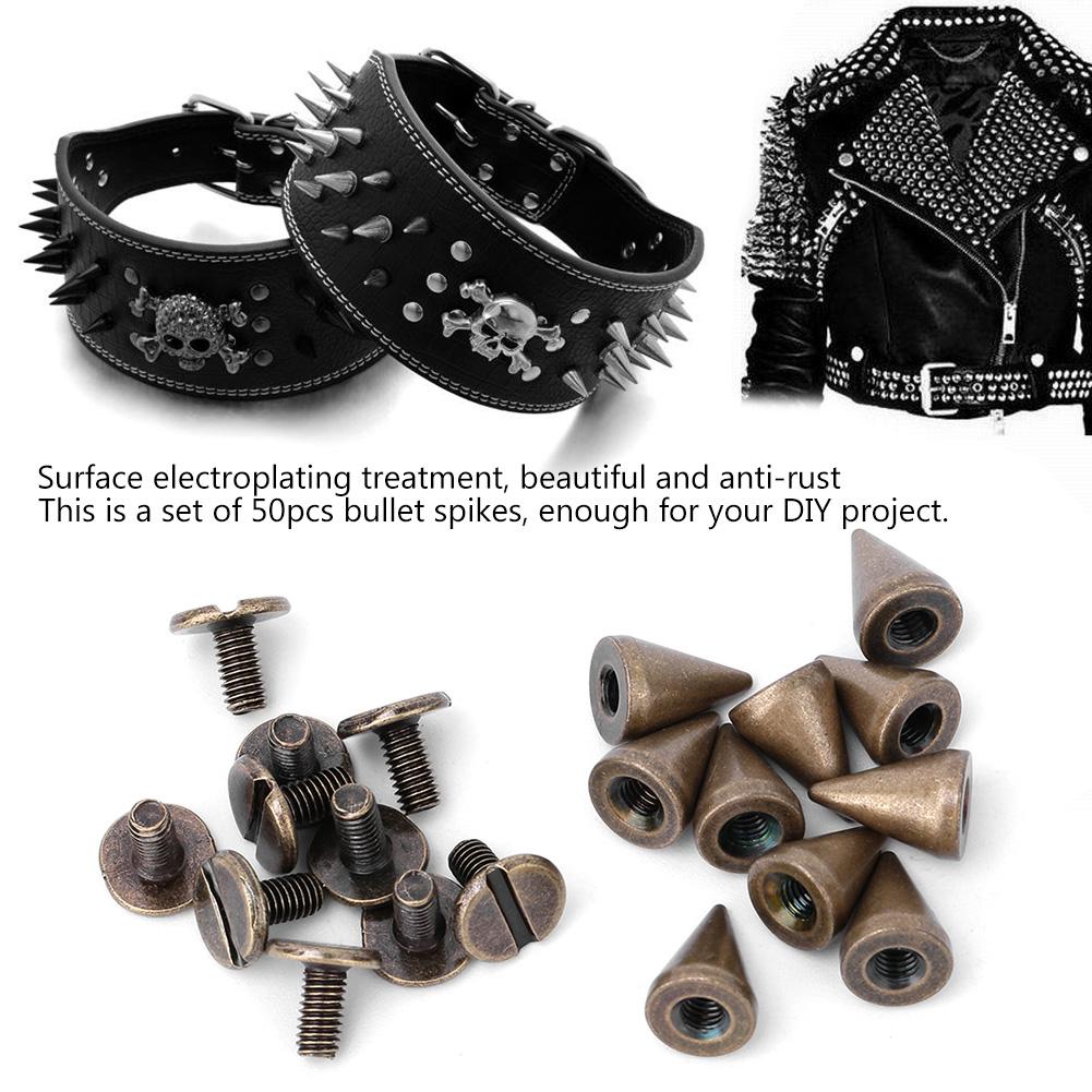50pcs 7*10mm Spikes Punk Rivets Leathercraft Studs Clothing Decoration (Bronze)