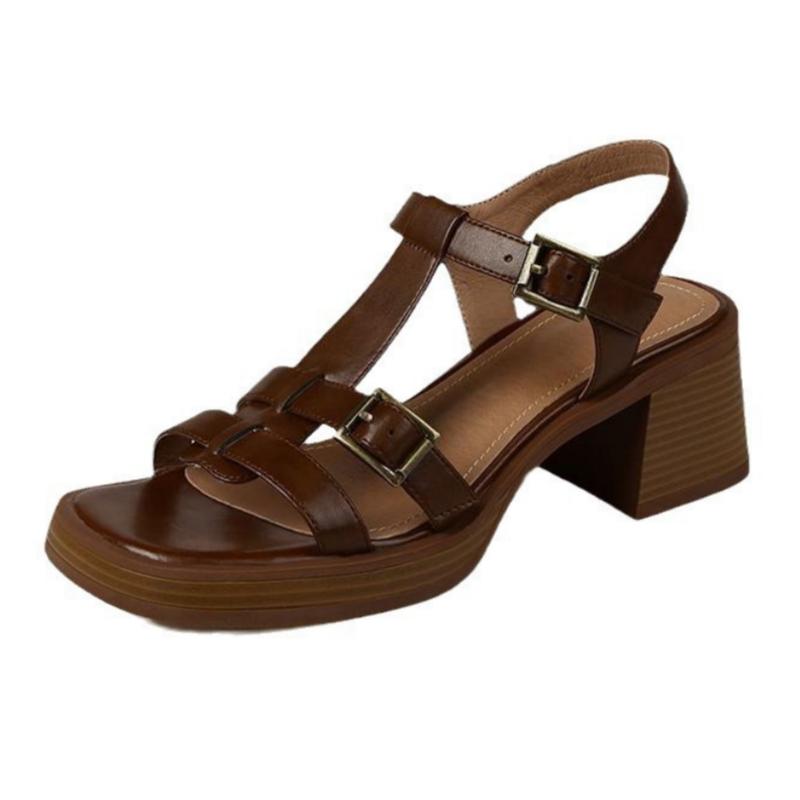 

sandalias de mujer Women s Slippers Outdoor Heel Summer Soft Fabric High Heels Roman Fashion Women s Shoes Luxury Sandals 36 коричневый