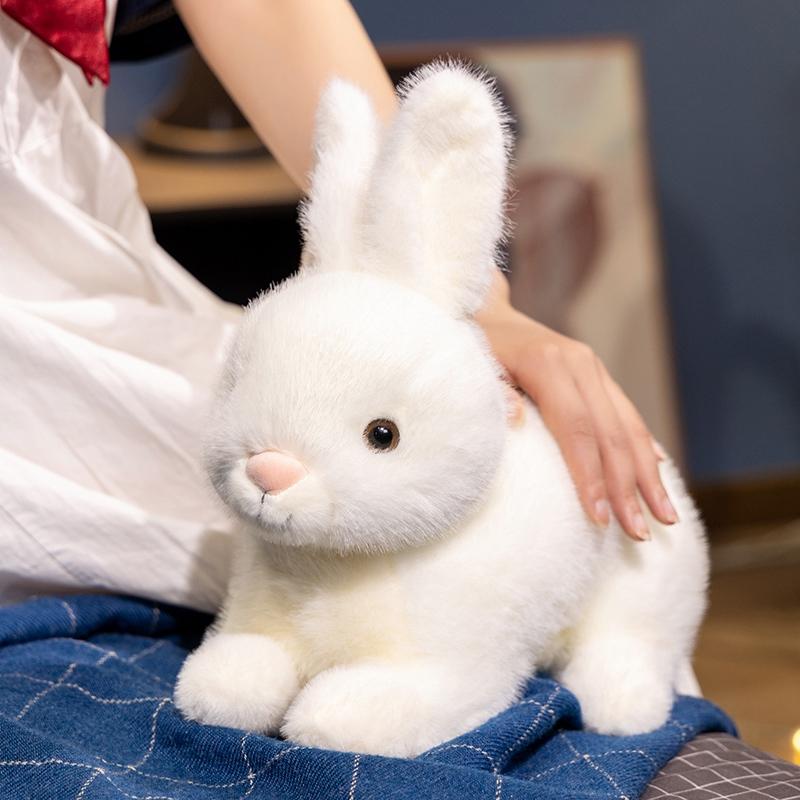 Simulation Rabbit Plush Toy Cute Furry Easter Bunny Kawaii Realistic Animal Rabbit Model Props Birthday Gift Home Decoration