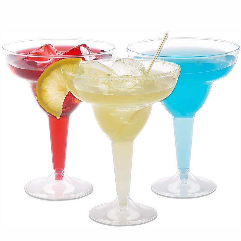 18Pcs Plastic Margarita Glasses, Disposable Stackable Champagne Cups for Bar Wedding Party, Cocktail Martini Drink Clear Cups