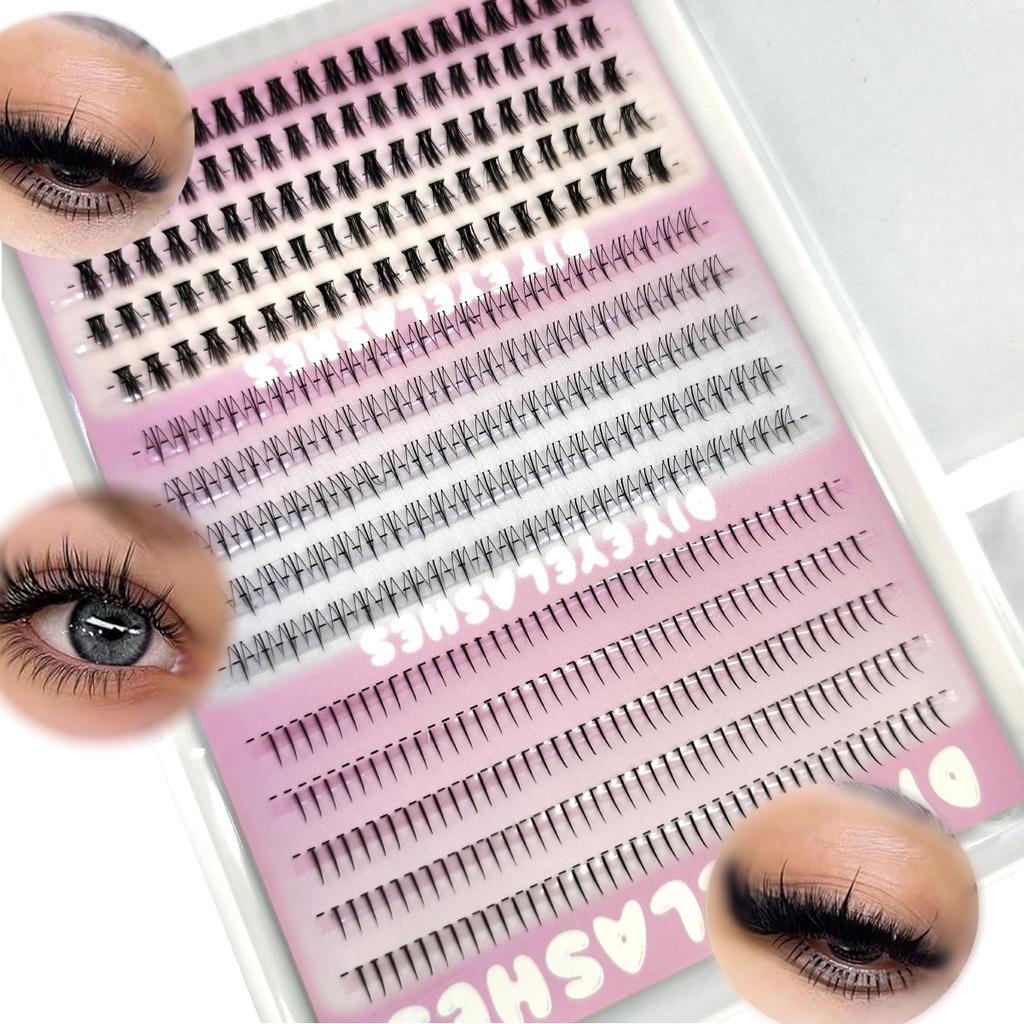 3 Styles Individual Lashes 15rows 390PCS Bottom Lashes Extension Lower Eyelash Clusters  DIY Wispy Natural Look Clear Band