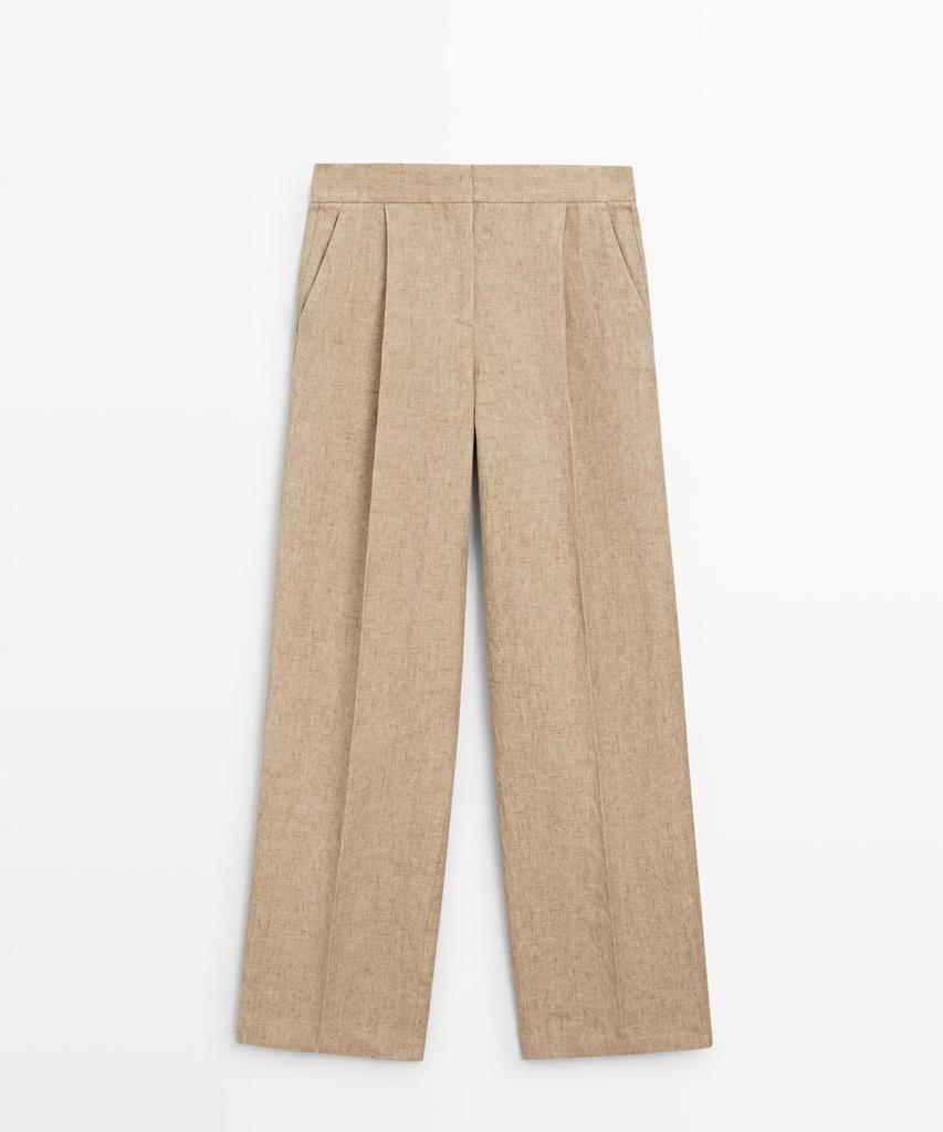 Masimodutti Dart Detail Linen Fluid Pants