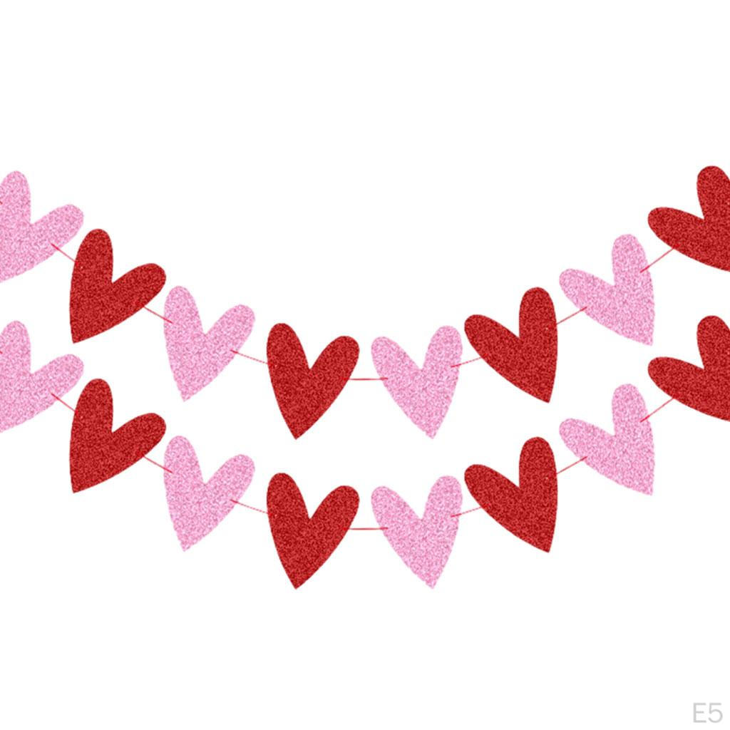 Glittery Heart Garland Banner for Valentines Day Decorations,Wedding Engagement Party home and