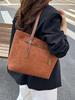 2025 New Leopard Print Women's Large Capacity Frosted Shoulder Tote - Versatile Retro Student Bag for Autumn/Winter