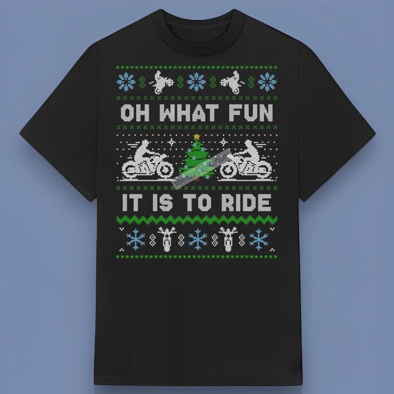 2026 Motorbike Oh What Fun It Is To Ride Biker Christmas T-Shirt S