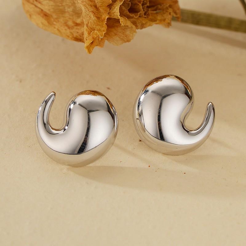 Minimalist Comma Earrings Women Sterling Studs Gold Plated Modern Chic Jewelry Gift